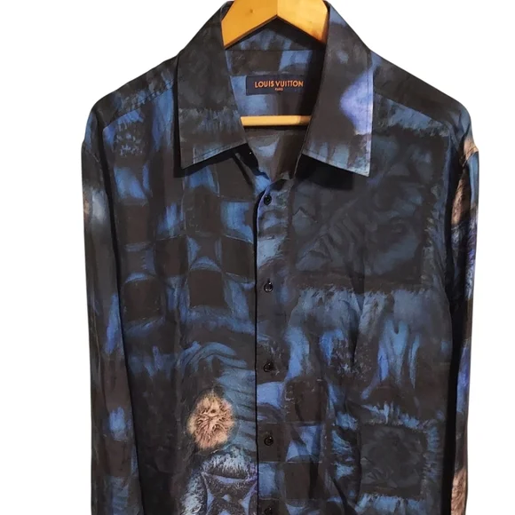 FW21 Louis Vuitton | SILK | Damier Salt | Acid / Bleach Wash | Button Up - Picture 1 of 16